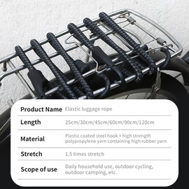 KINDPMA Bungee Cord with Hooks, Expander with Hooks, Pack of 6, Various Universal Sizes, Luggage Straps with Hooks, Extra Strong Tie Down Straps with Hooks for Tarps, Bicycles, Motorcycles, Car Load