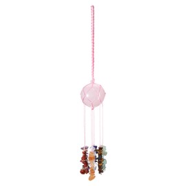 JOVIVI Rose Quartz Healing Crystals Hanging Chakra Stones Crystals Deco Car Window Hanging Ornament Feng Shui Spirtual Crystal Gifts for Home Yoga Meditation Room Chirstmas Wind Chimes