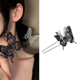 Black Butterfly Hairstick Tortoise Shell U-Shape Hair Pin Vintage Elegant Lady Bobby Bun Hair Accessories for Women Girls