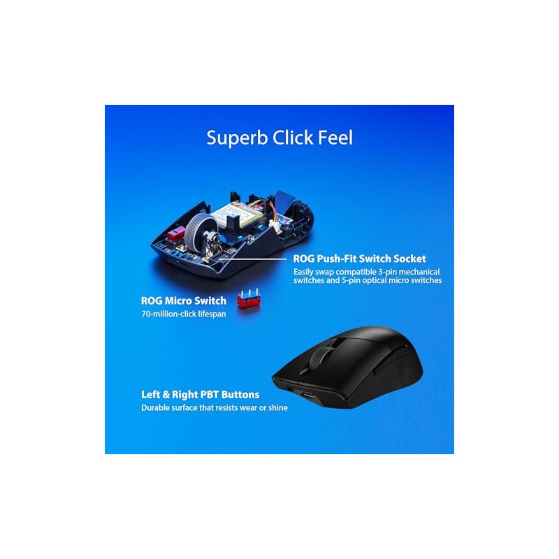 ASUS ROG Keris - mouse inalámbrico para juegos AimPoint, conectividad