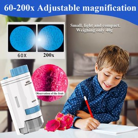 Aininxun Kids Pocket Microscope Mini Portable Microscope Childrens Handheld Microscope Science kit Hand Held Microscope for kids Students Experiment Magnification Preschool Educational Toy Gift