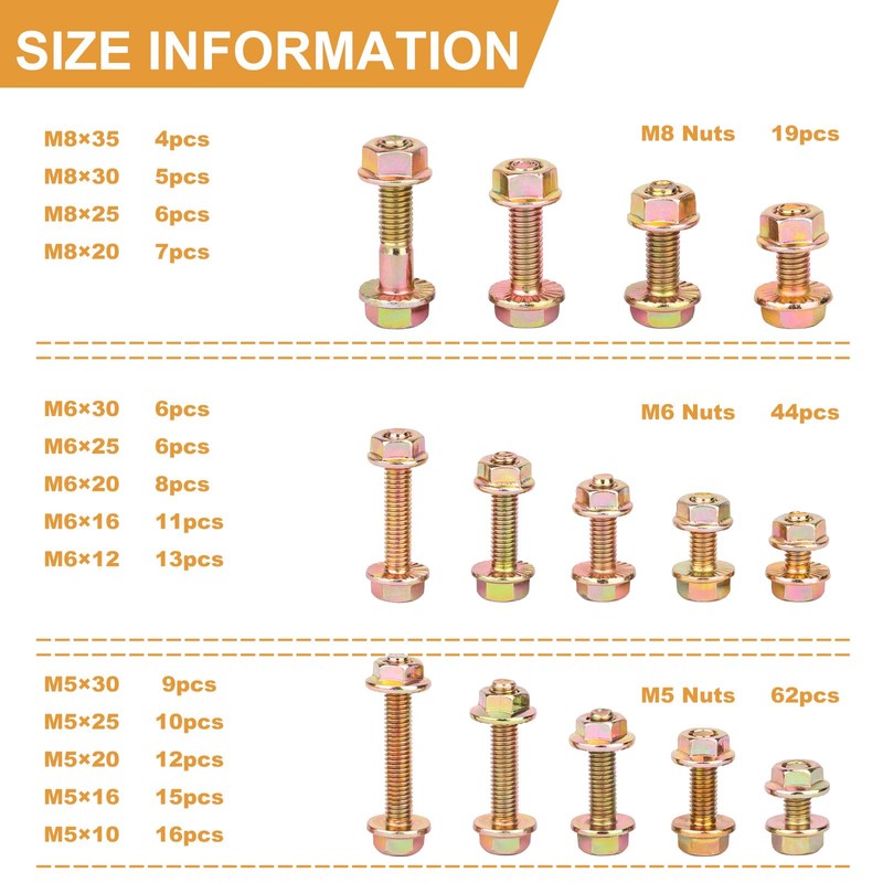 VIGRUE 250pcs Grade 8.8 Metric Bolts and Nuts Assortment Kit,
