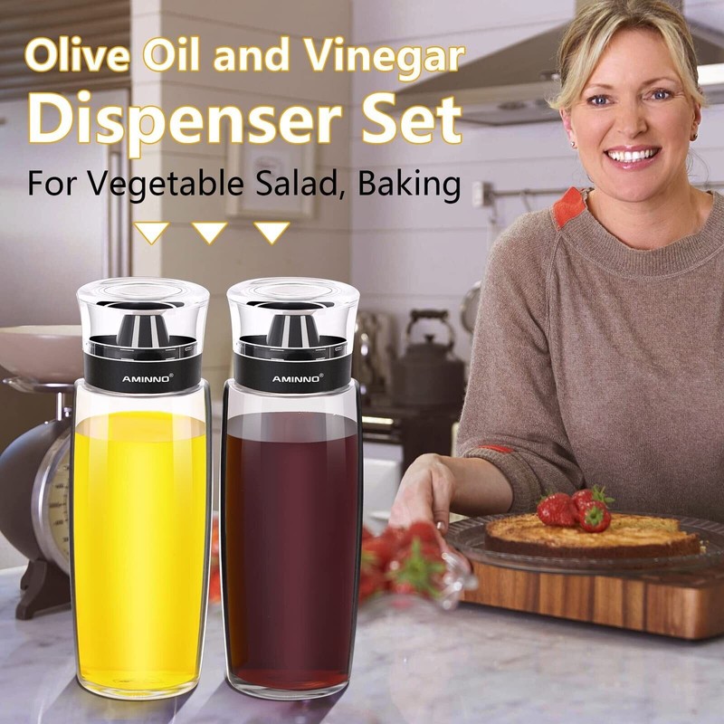 Aminno Oil and Vinegar Dispenser 2 Pack, Olive Oil and