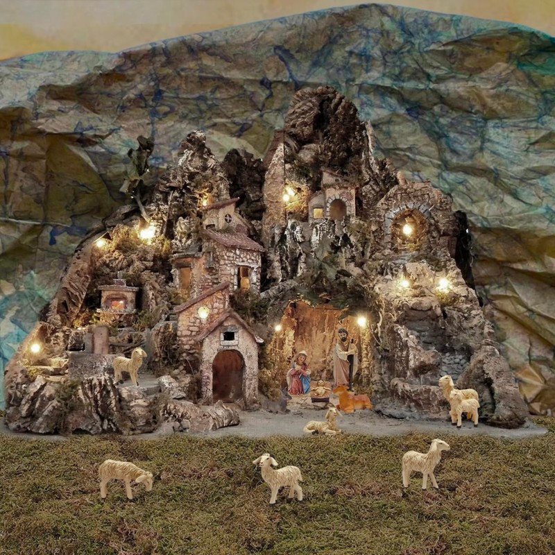 Set of 6 White Sheep 15cm Resin Sheep for Nativity