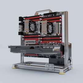 PC Chassis Desktop Computer Open Case Well Cooled Chassis Aluminum Material Test Bench includes Type-C Support Motherboard (EATX)