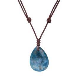 JoyFusion Teardrop Power Stone Lucky Charm Necklace, Natural Stone, Unisex, Black Obsidian, Rose Quartz, Amethyst, Malachite, Onyx Larimar Pendant, Crystal, Amethyst Quartz