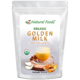 Z Natural Foods Organic Golden Milk Powder - Turmeric Superfood Blend, Mix In Coffee, Tea, Lattes, Smoothies Recipes - Non GMO, Vegan, Gluten Free - 1 lb