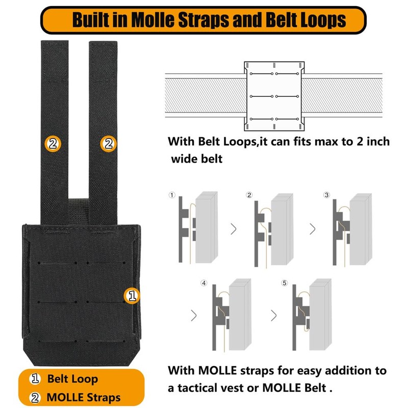 KRYDEX MOLLE Handcuff Pouch,Handcuff Case for Duty Belt MOLLE Vest