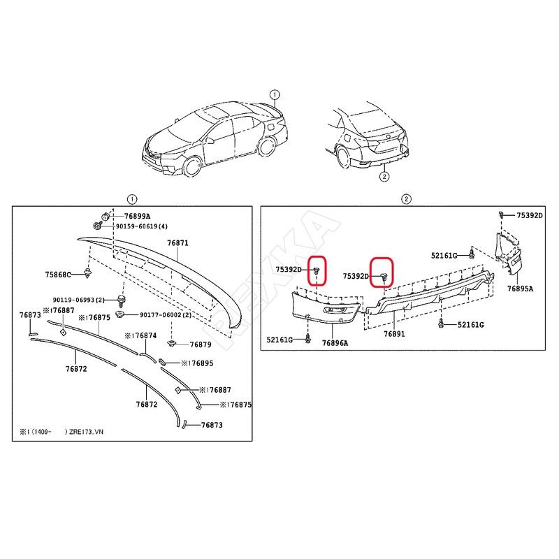 Rexka 10pcs Front & Rear Spoiler Moulding Clip Compatible with