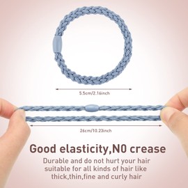 12 Pieces Cotton Hair Ties Braided Hair Bands Elastic Hair Ties Ropes Braided Ponytail Holders Hair Accessories for Women Girls Thick Heavy and Curly Hair (Navy Blue, Sky Blue, Gray)