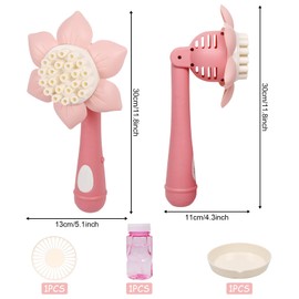 Flower Bubble Machine Children, Bubble Machine, Automatic Bubble Machine with Bubble Liquid, Bubble Wand Girls Boys for Indoor Outdoor Birthday Party Wedding Gift