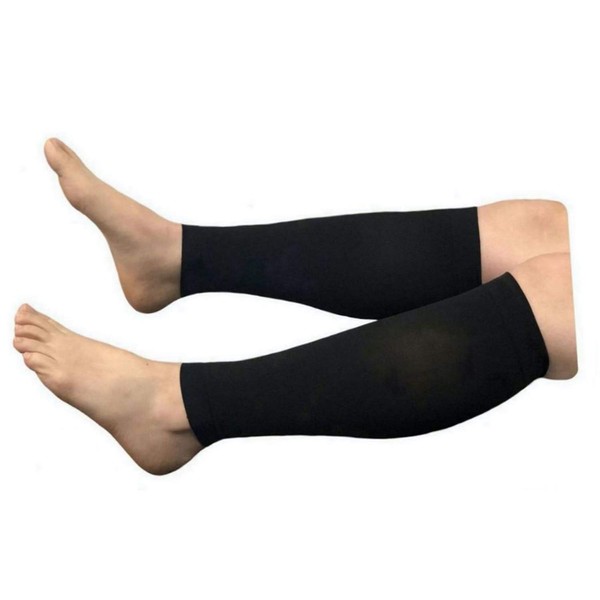 HealthyNees Shin 15-20 mmHg Med Compression Fatigue Support Extra Wide Calf Plus Tall Leg Big Calves Sleeve (Black, 2XL)
