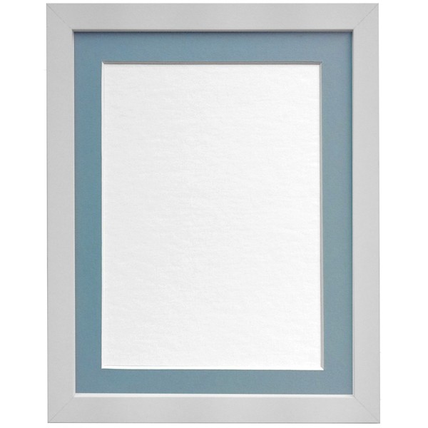 FRAMES BY POST, 16" x 12" for Pic Size 12" x 8", 25mm White Frame with Blue Mount