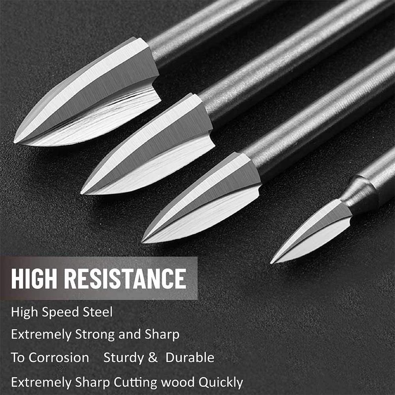 Wood Carving Tools, 5 PCS HSS Engraving Drill Bit Set
