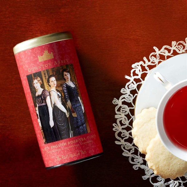 The Republic of Tea Downton Abbey Premium English Rose Tea, 36 Tea Bags, Rose Hibiscus, Caffeine Free