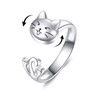 Grmdit Cat Anxiety for Women Ring Sterling Silver Cat Spinner