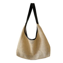 Narebualo Cietupoop Women's Handbag, Shoulder Bag, Grass Knitting Bag, Knitting Bag, Underarm Bag, Beach Bag, Large Capacity, Plain, Splicing, Retro, Popular, Casual, Fashion, Shopping, Party, Travel,