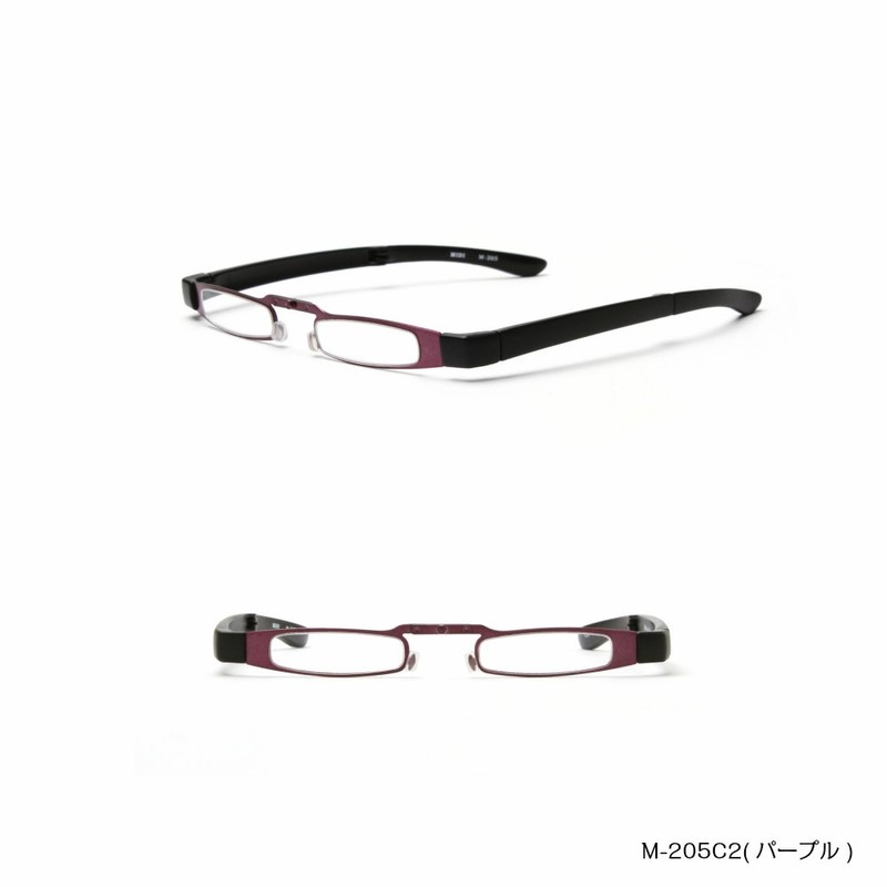 MIDI-ミディ 携帯に便利な折りたためる老眼鏡 胸ポケットに入れられるサイズ 専用のケース付き ブラック＆ブラック (M-205,C1,＋3.00)