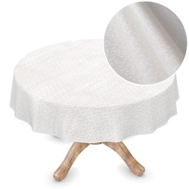 Premium Oilcloth Tablecloth Vinyl Oilcloth Washable Round 150 cm White Mother of Pearl Elegant Wipe Clean