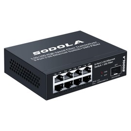 SODOLA 8-Port Unmanaged 2.5G Switch,8 x 2.5GBASE-T Ports,1X10G SFP+,100Gbps Switching Capacity, Fanless, Metal，Plug & Play 2.5Gb Network Switch