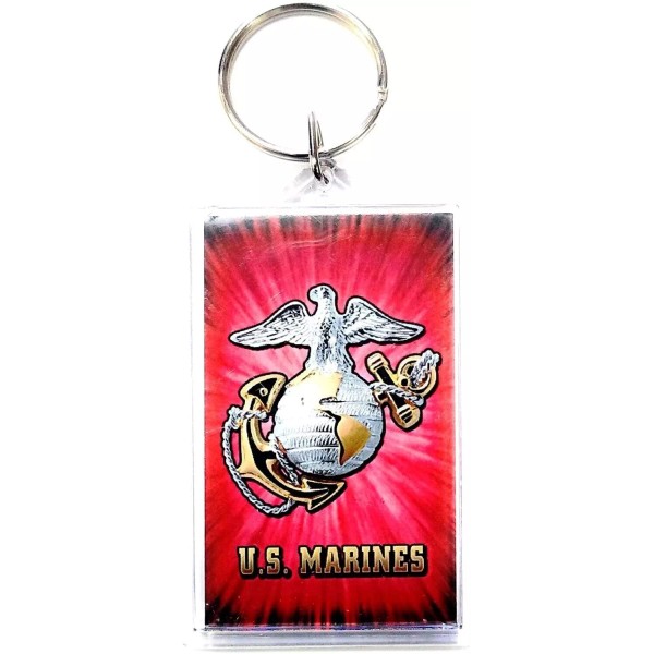 HP Industries Marines 2x3 Acrylic Keychain w/1" Keyring Decal Logo