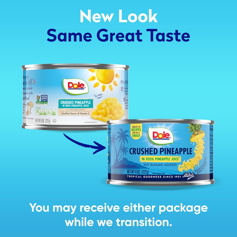 Dole Crushed Pineapple in 100% Pineapple Juice with No Sugar