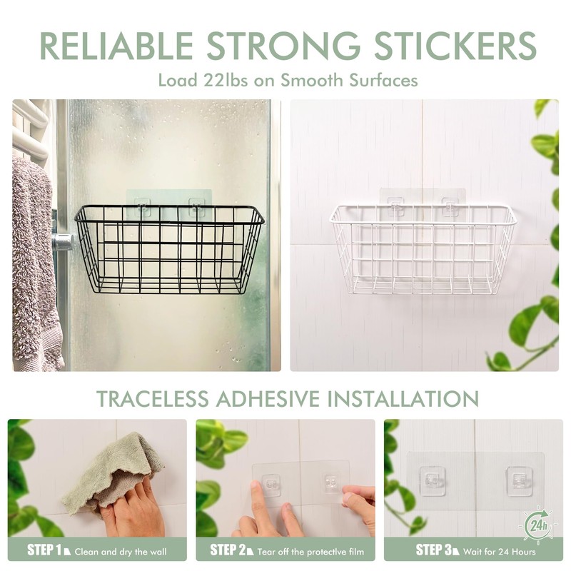 LIGHT DUST Wire Hanging Wall Basket, 4 Black Baskets Set,