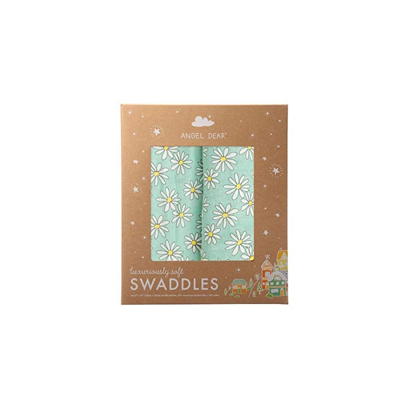 Angel Dear Flower Power Swaddle Blanket Mint 2 Pack