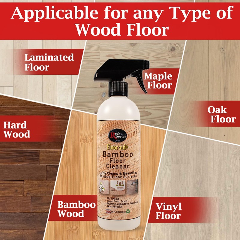 Rock Doctor Flooraid+ Bamboo Floor Cleaner Spray, 2 Pack, Heavy