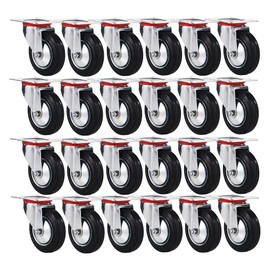 24 Pack - 3" Swivel Caster Wheels Rubber Base with Top Plate & Bearing Heavy Duty