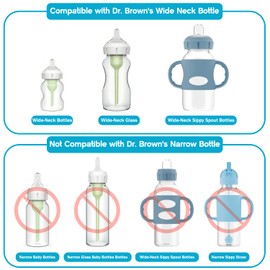 Sippy Straw Nipple for Dr. Brown's Wide-Neck Baby Bottles & Sippy Spout Bottles,Leak-Proof Replacement Silicone Bottle Nipple BPA-Free, 8m+, 4 Count