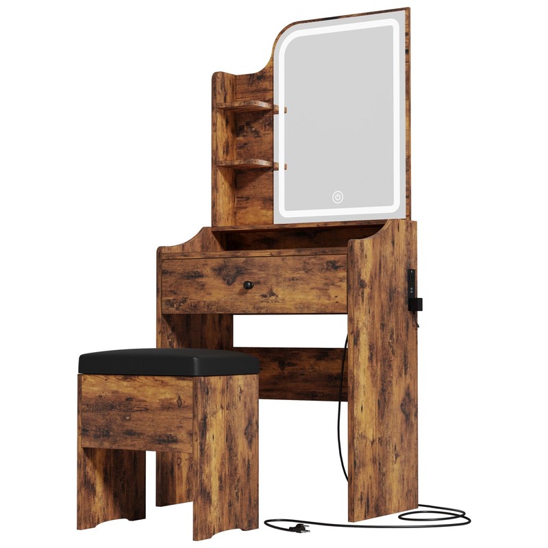 LIKIMIO Small Makeup Vanity Desk with Mirror and Lights, Vanity