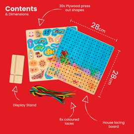 Bigjigs Toys Marine Lace-a-Shape Game - 30 Geometric Shape Lacing Cards & 6 Laces, Fine Motor Skills Toys, Threading Toys for 2+ Year Olds, Ideal Early Learning & Threading Toddler Toy