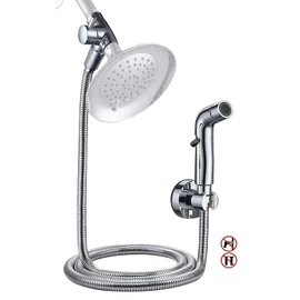 G-Promise Dog Shower Sprayer Attachment for Fast and Clean Pet Showering, Multifunctional Shower, Metal Diverter, 78 Inch Extra Long Hose, No Drill Hook, Dog Washing-Bathingroom (Chrome)