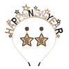 New Years Headband Glitter Star Happy New Year Crown Tiara Hairband Headpiece New Year Eve Star Earrings Holiday Party Accessories Gifts (gold NYE hairband earrings)