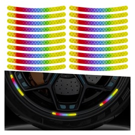 ZIMISI 20PCS Car Wheel Stripe Reflective Stickers, Anti-Scratch Rim Decals for Vehicles, Night Safety Warning Tape Decal, Car Wheel Decorative Stripe Stickers for Motorcycles, Bicycles (Colorful)