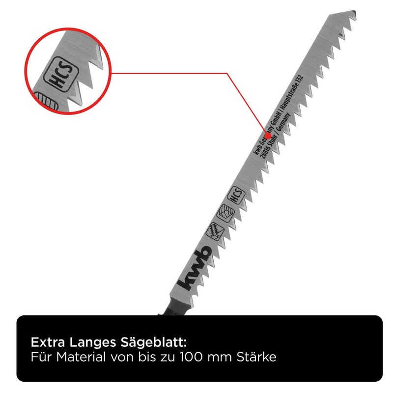 KWB Extra Long Single Lug Shank Jigsaw Blade Wood Woodworking