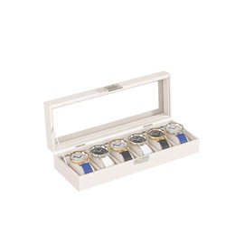 Ausalivan Watch Display Case For Men,Leather Watch Organizer Box,Watch Travel Organizer Tray,Watch Collection Storge Holder For Women (Beige Velvet, 6 Slots)