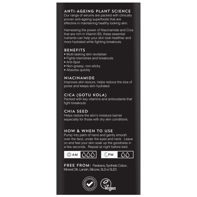 SERUMOLOGY NIACINAMIDE Professional Facial Serum 30ml, 100% Plant Based Natural