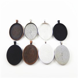 GraceAngie 8pcs/lot Oval Pendant Trays - Mixed Color - 40 x 30 mm - Pendant Blanks Cameo Bezel Settings Jewelry Finding Fit DIY Decor