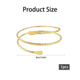 Nzexlyva Gold Arm Cuff Bracelet for Girls & Women, Adjustable Open Wide Wire Bracelets, Minimalist Style Bangle Open Armlets Fashion Wrist for Date Party Daily Travel Gift