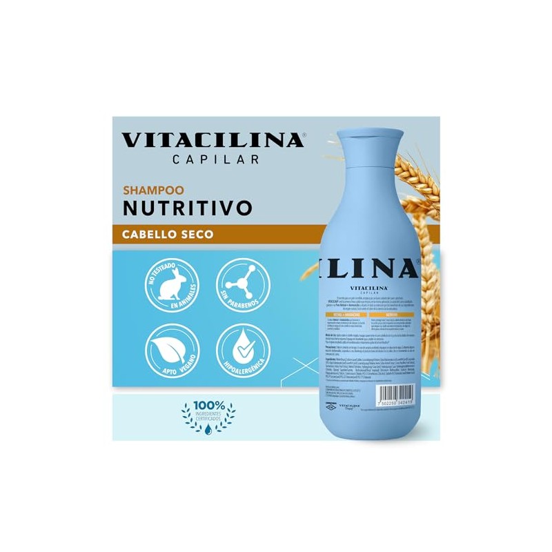 Vitacilina Shampoo Nutritivo de Avena y Coco, Botella de 400ml