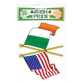 Irish American Cross Flags Together Ireland Irish Decal Sticker