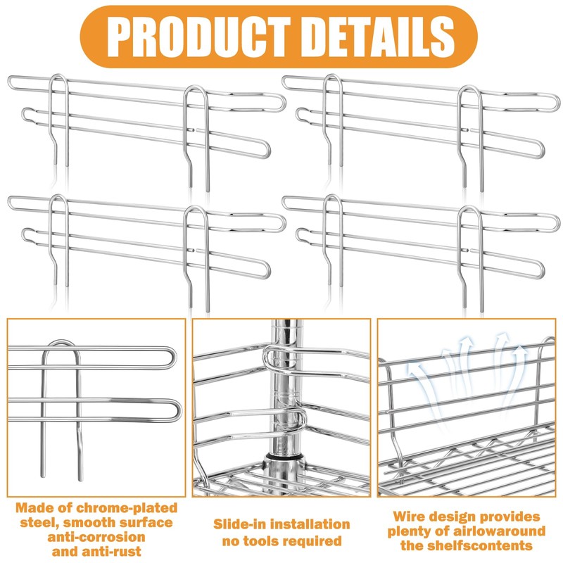 MorningRo 4 Pcs Chrome Wire Shelf Ledge 18" L x
