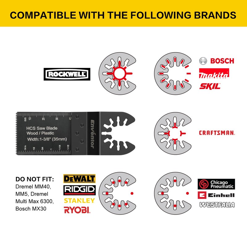 Enventor 67 PCS Oscillating Tool Blade, Universal Multitool Blade Kit,