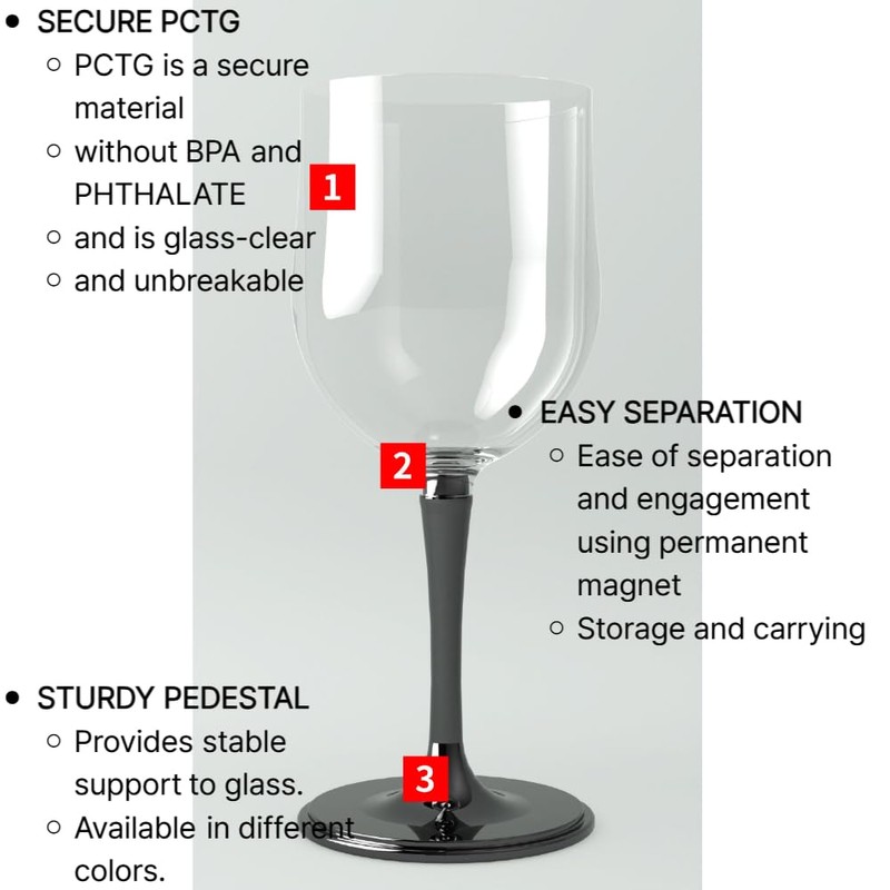 inthome Unbreakable Wine Glass - Foldable, Portable, Detachable, Collapsible, Outdoor,