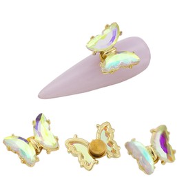 IWOWHERO 5Pcs Butterfly Nail Gems Charms Rhinestone Nail Decorations for Women for DIY Art Manicure Accessories
