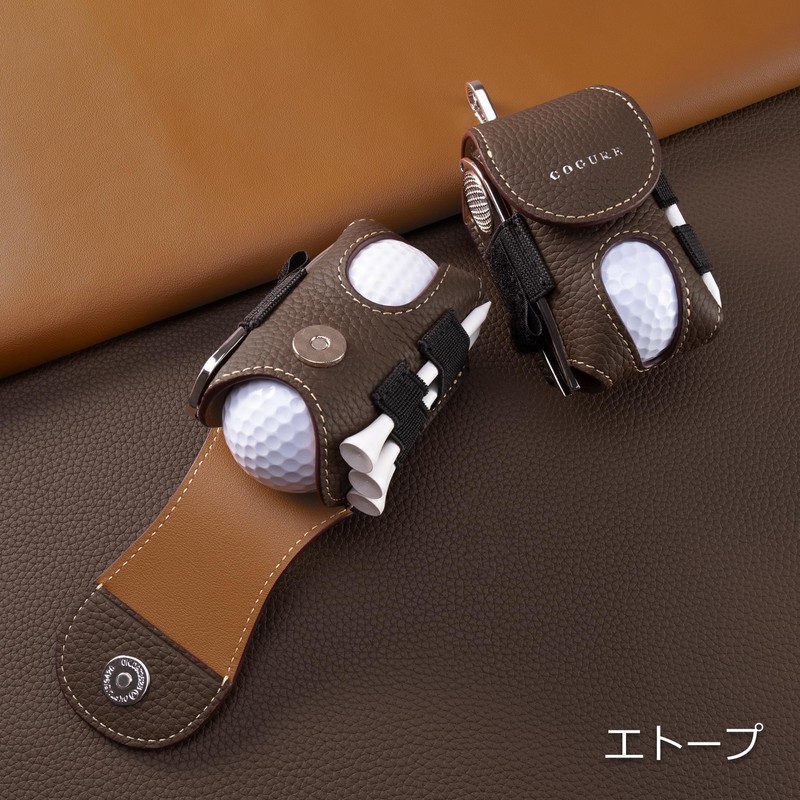 COGURE Kogre Golf Ball Case, Genuine Leather, Men's and Women's,