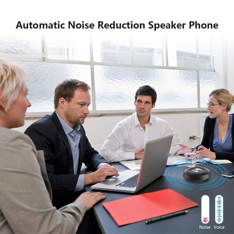 MOERTEK S6 Bluetooth Speakerphone with 4 Microphone Array, 360º Voice