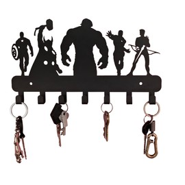 HeavenlyKraft Superheros Wall Mounted Metal Key Holder, Key Organizer, Metal Key Hook, 10.6 X 7.5 X 1 INCH
